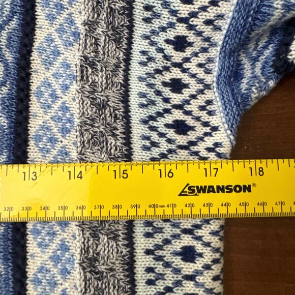 Lucky Brand Cardigan Women M Blue Long Open Front Knit Boho Striped Pockets - Picture 10 of 10